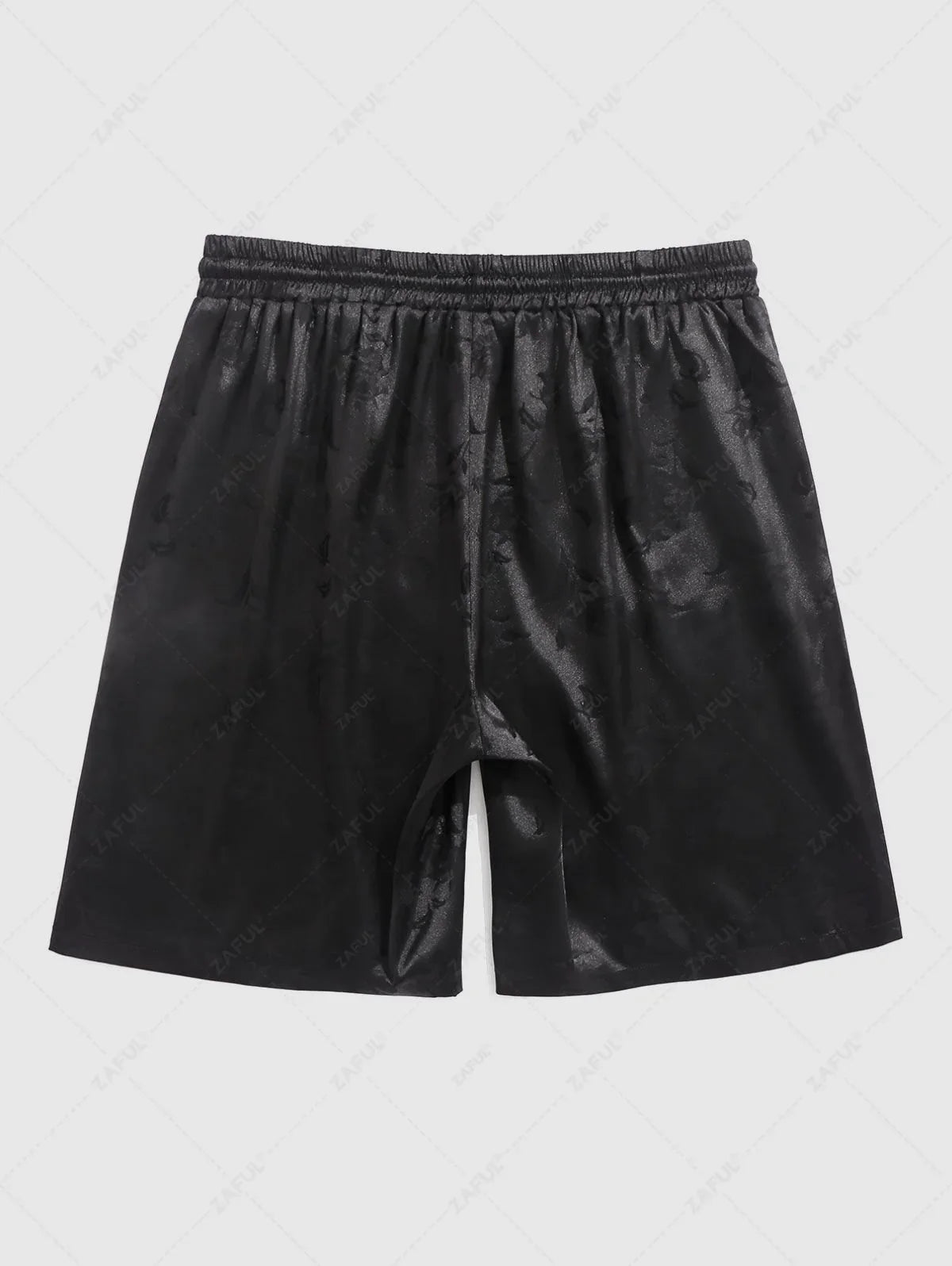 Men\'s Jacquard Silky Satin Floral Print Rose Pattern Button Front Short Sleeve Shirt And Shorts Set BLACK DEEP RED DEEP BLUE DEEP GREEN - PURECLO