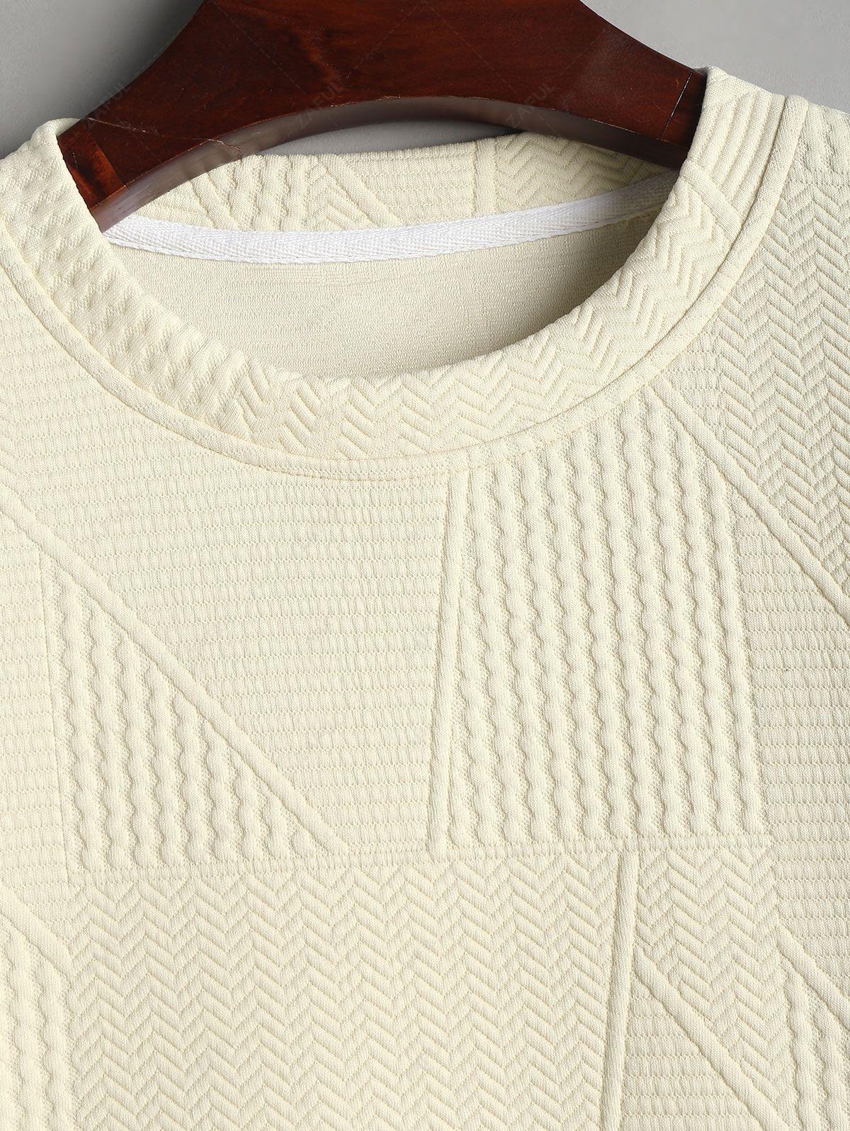 Geometric Textured Short Sleeves Basic T-shirt and Basic Drawstring Shorts Set LIGHT YELLOW COFFEE BLACK WHITE - PURECLO