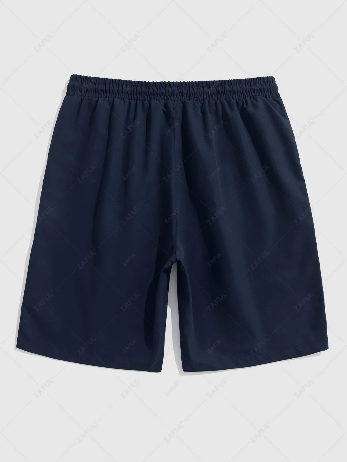 Men\'s Half Buttoned Casual Vertical Striped Office Pullover Shirt and Basic Casual Shorts Set BLUE WHITE - PURECLO