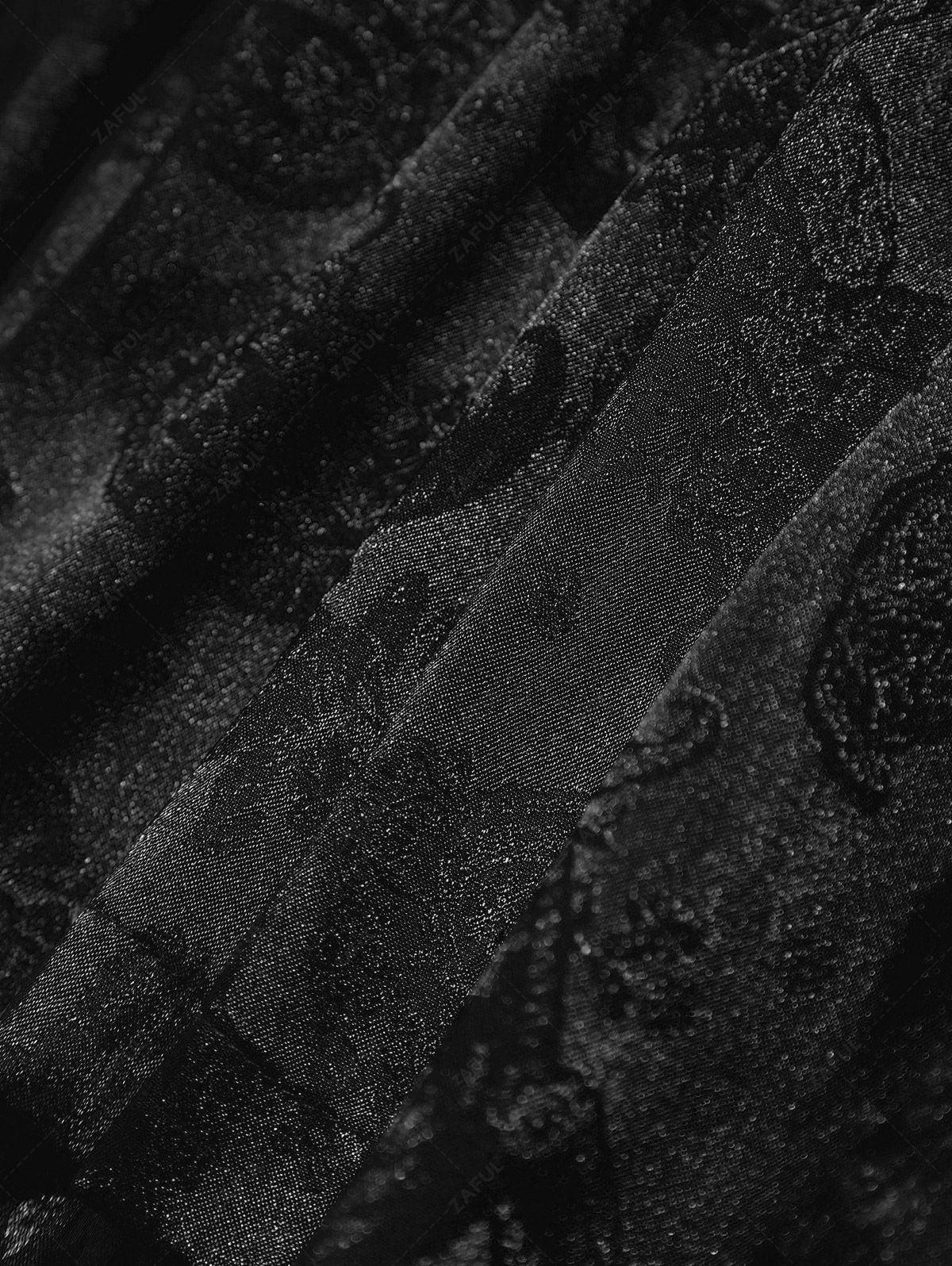 Men\'s Button Up Short Sleeves Paisley Jacquard Silky Satin Shirt and Drawstring Pockets Casual Shorts Set DEEP GREEN BLACK - PURECLO