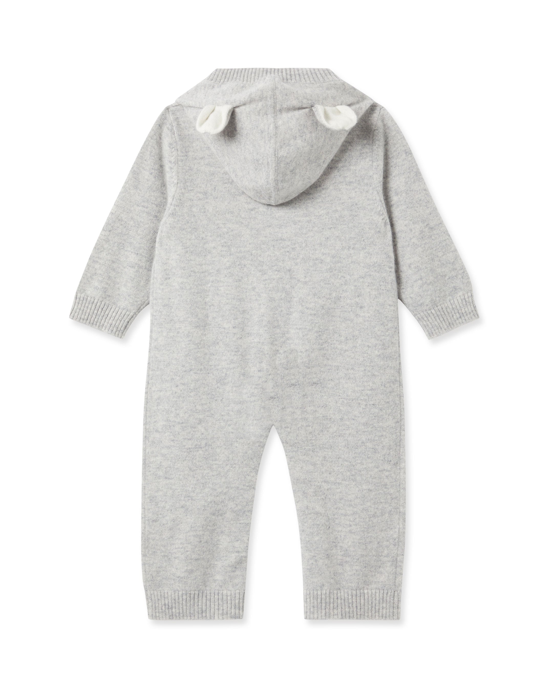 N.Peal Panda Cashmere Sleepsuit Fumo Grey