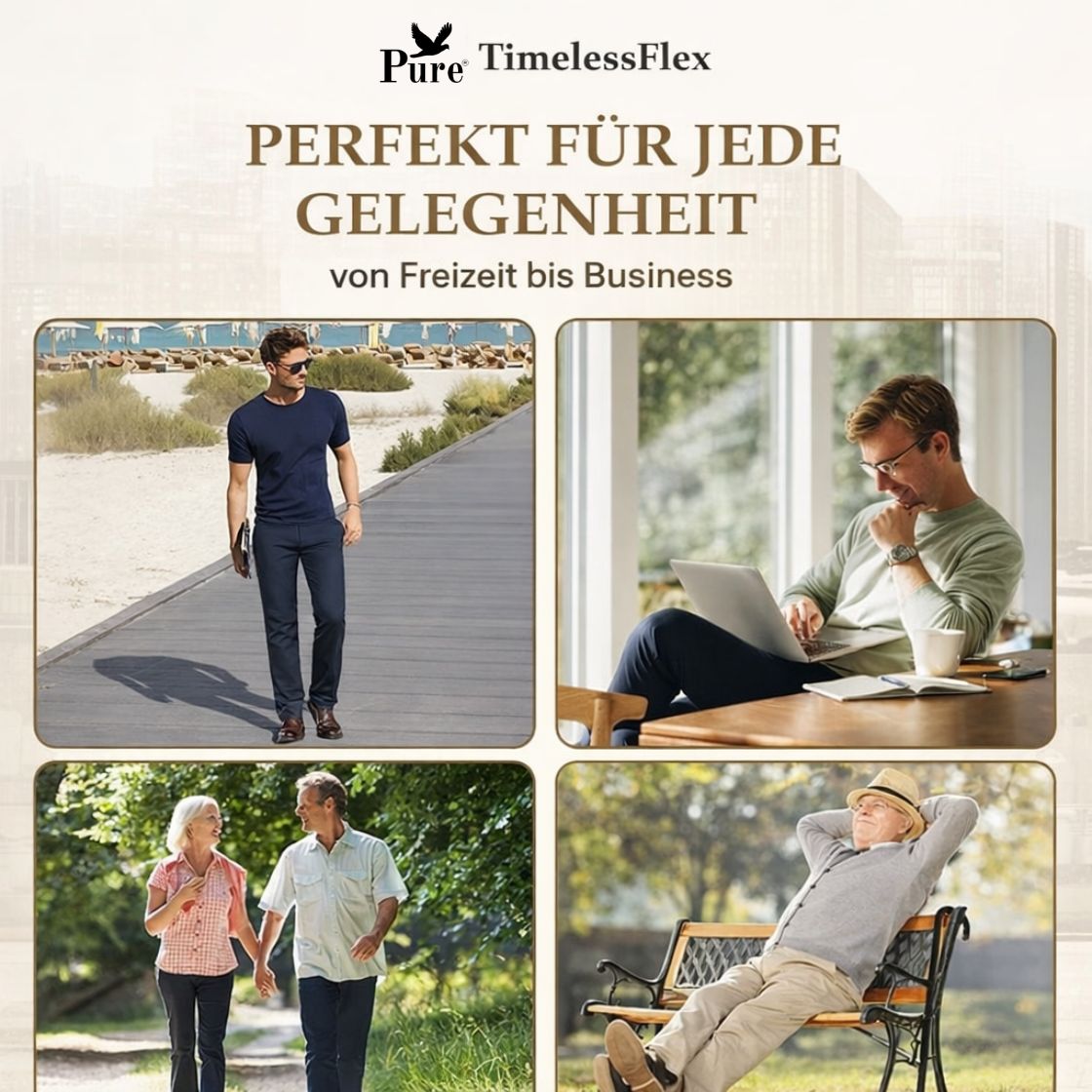 Pure TimelessFlex – Klassische Straight-Fit-Hose mit 4-Wege-Stretch