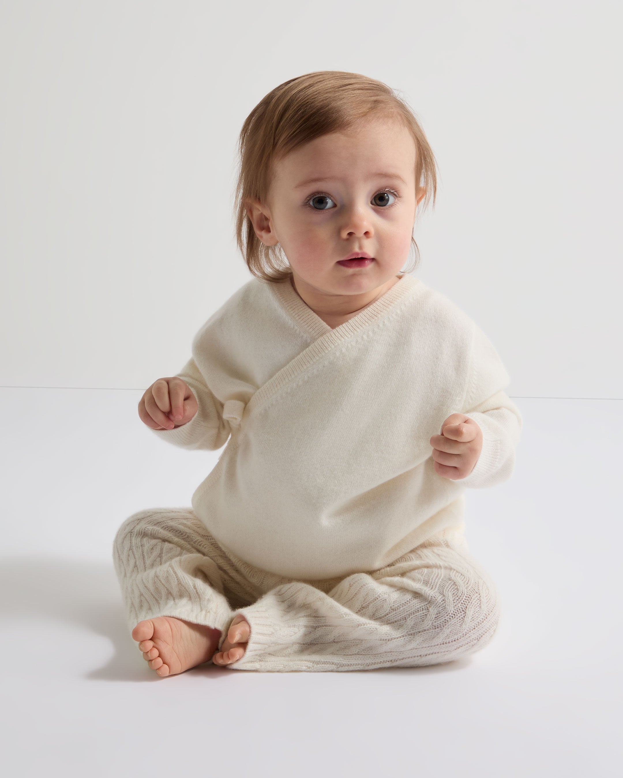 N.Peal Wrap Cashmere Cardigan New Ivory White