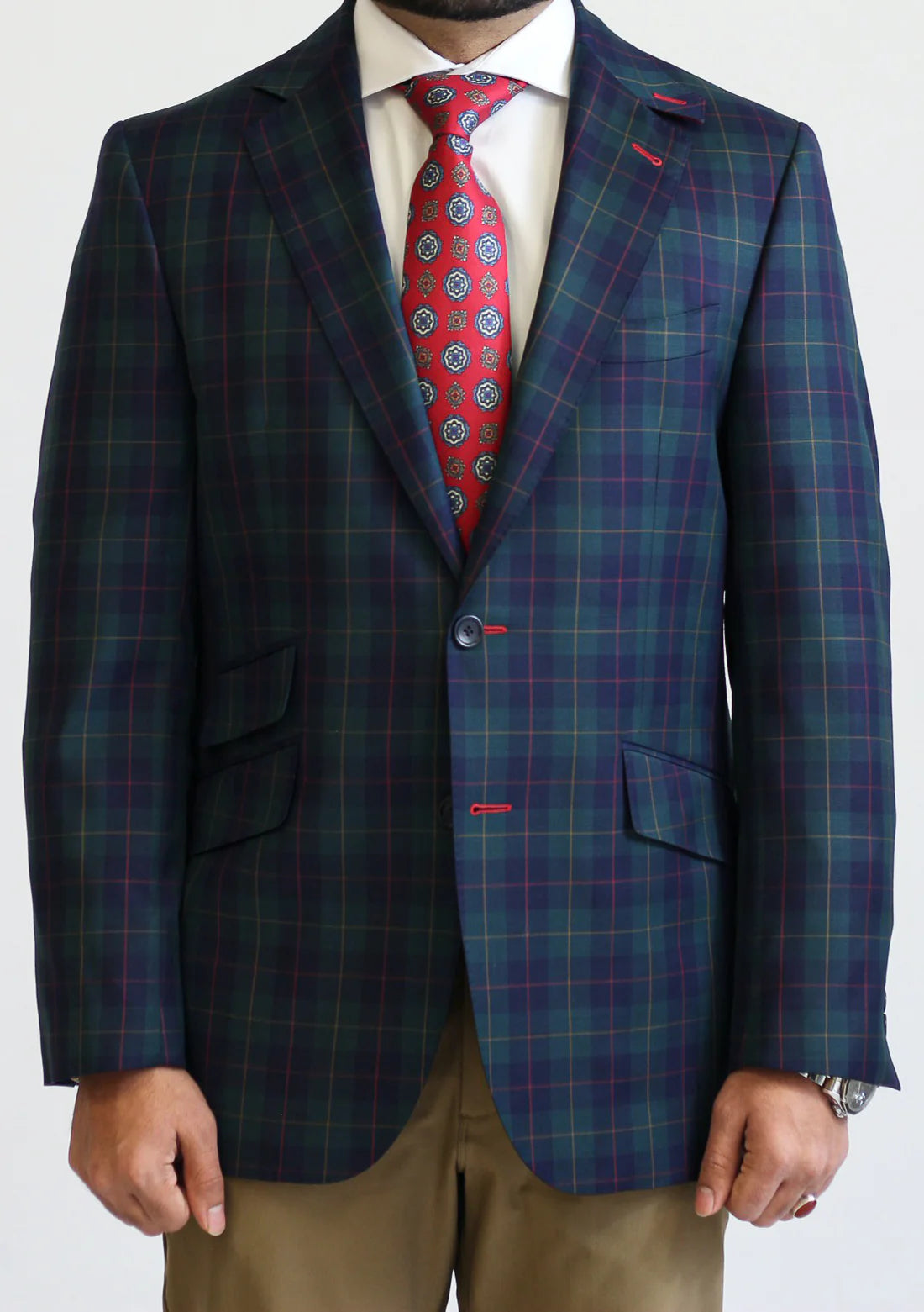PURE | Signature Glen Plaid Anzug – Grün/Marineblau