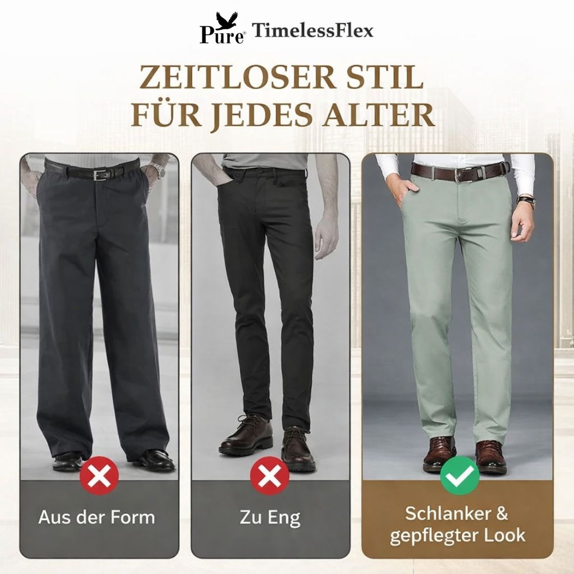 Pure TimelessFlex – Klassische Straight-Fit-Hose mit 4-Wege-Stretch