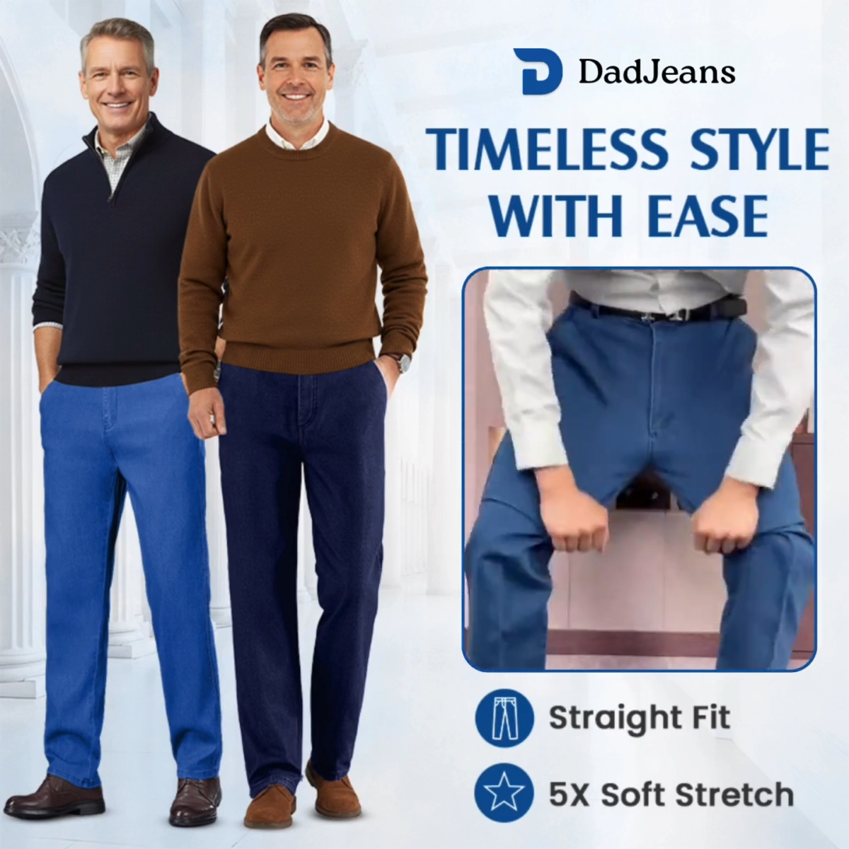 PURE | Dad Jeans – Klassischer Straight Fit Stretch-Denim