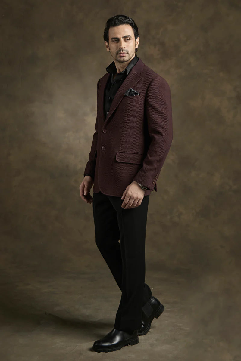 PURE | Weinroter Blazer mit Struktur