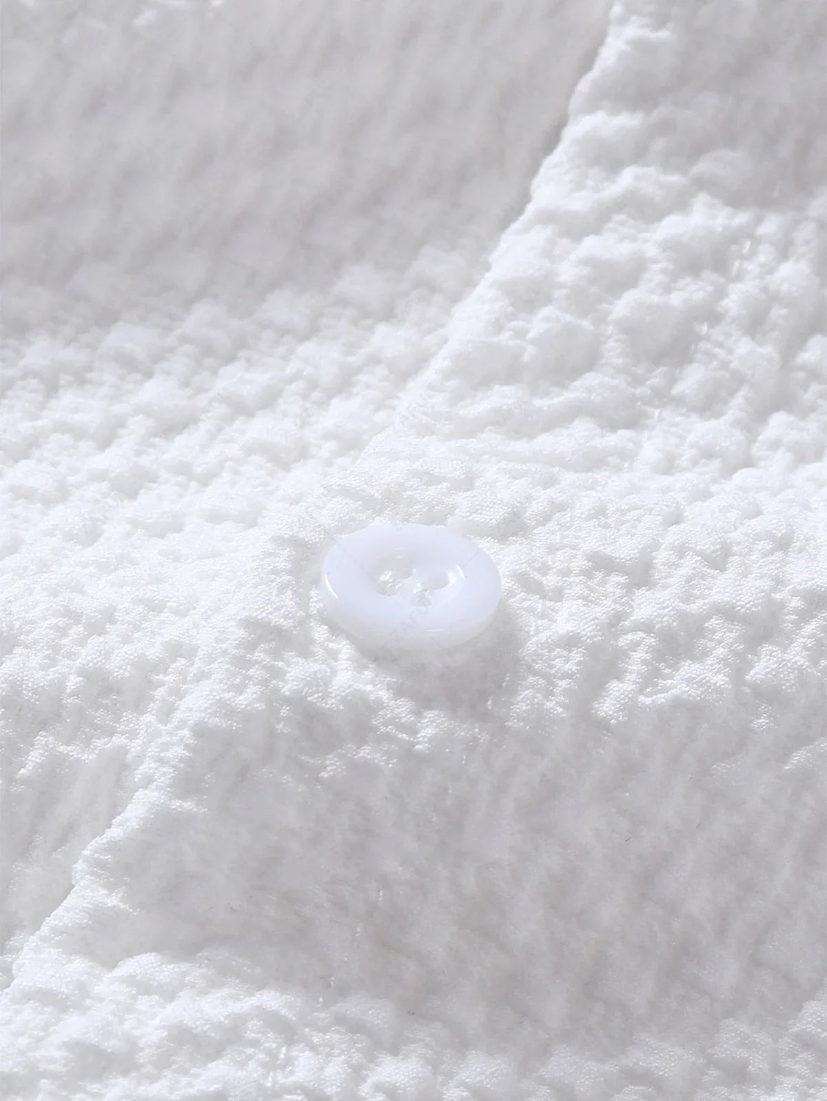 Men\'s Matching Two Piece Co Ord Solid Color Textured Button Up Short Sleeves Shirt and Drawstring Casual Shorts Set LIGHT BLUE WHITE - PURECLO