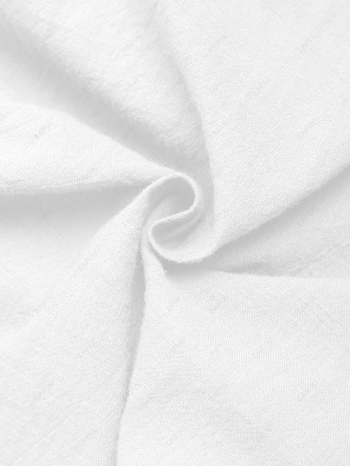 Men\'s Casual Textured Openwork Polo Collar Half Buttoned Short Sleeves Shirt And Cotton and Linen Straight Leg Pants Set LIGHT GREEN COFFEE - PURECLO