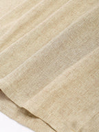 Men\'s Solid Color Linen Textured Stand Collar Half Buttoned Short Sleeves Shirt And Slant Pockets Drawstring Casual Shorts Set LIGHT COFFEE - PURECLO