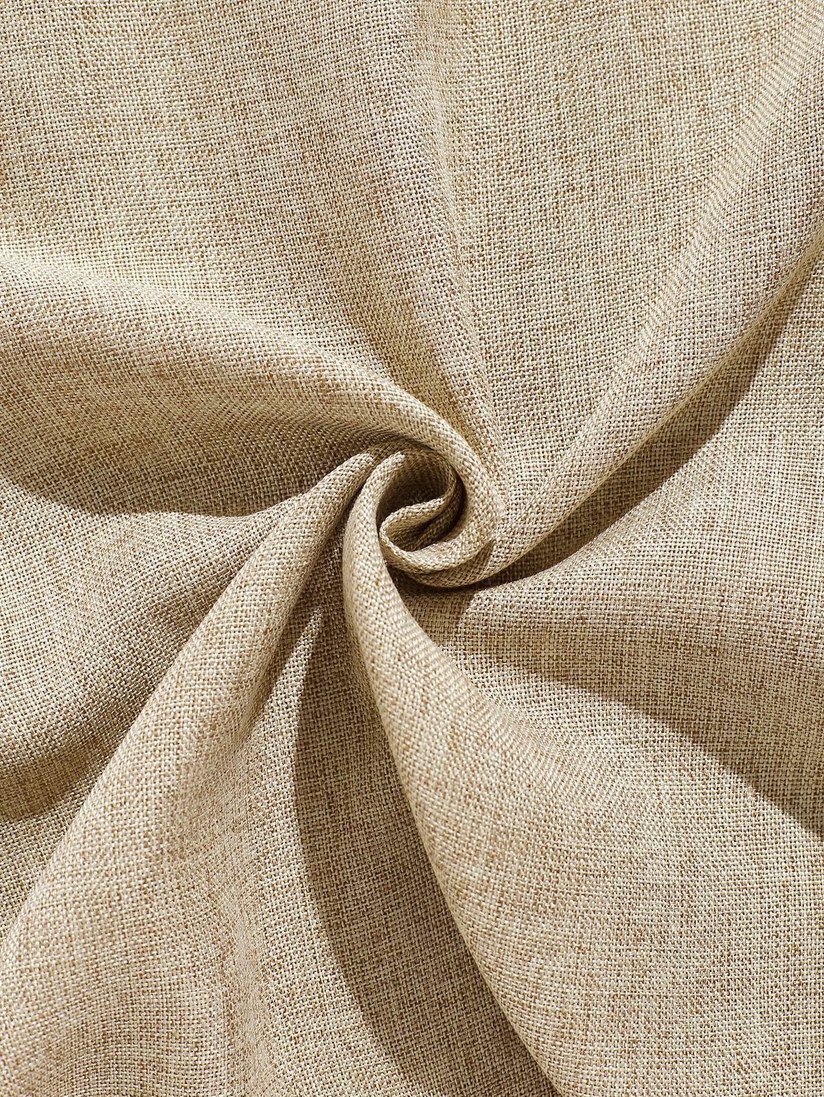 Men\'s Solid Color Linen Textured Stand Collar Half Buttoned Short Sleeves Shirt And Slant Pockets Drawstring Casual Shorts Set LIGHT COFFEE - PURECLO