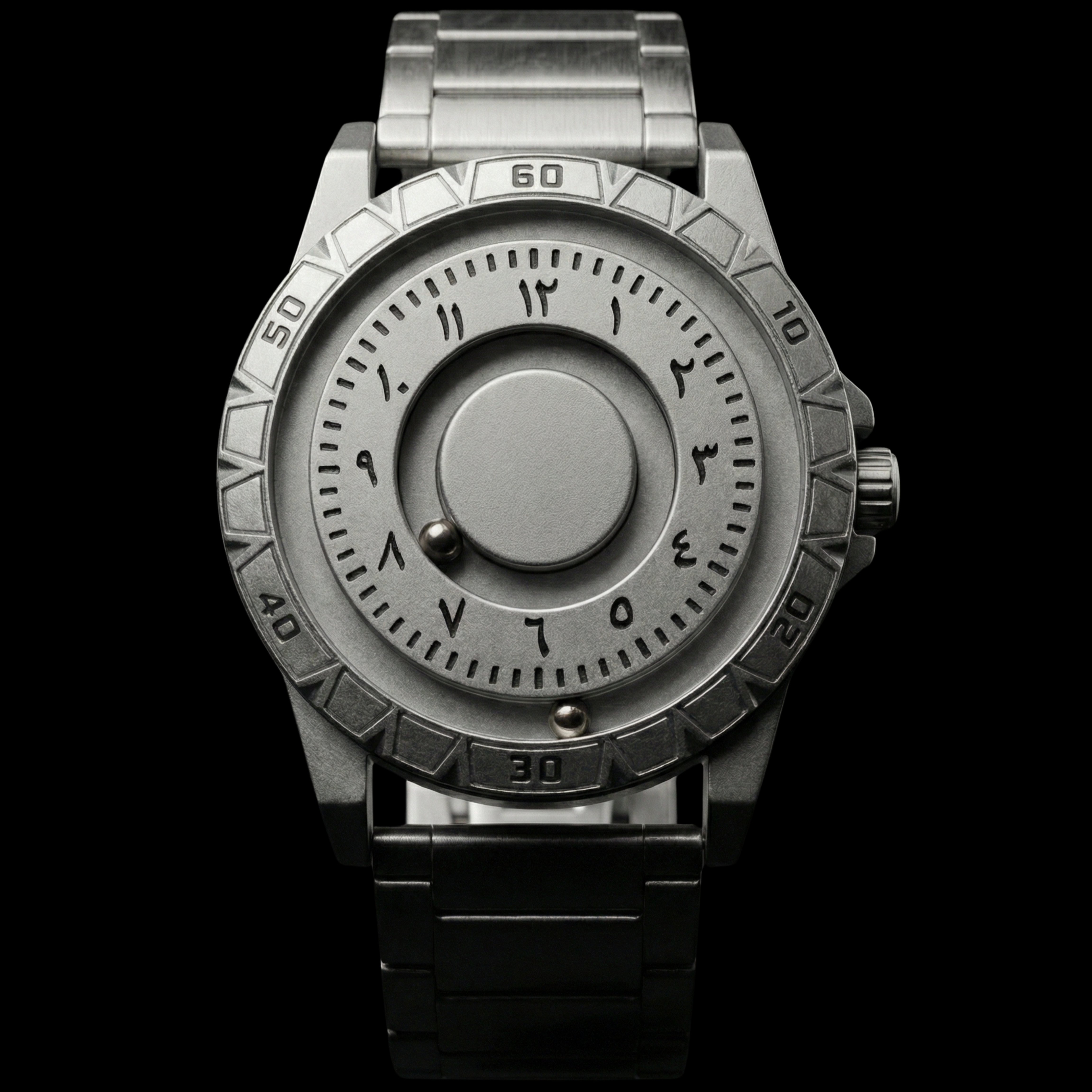 Magneto Metal Arabic Silver Watch classic
