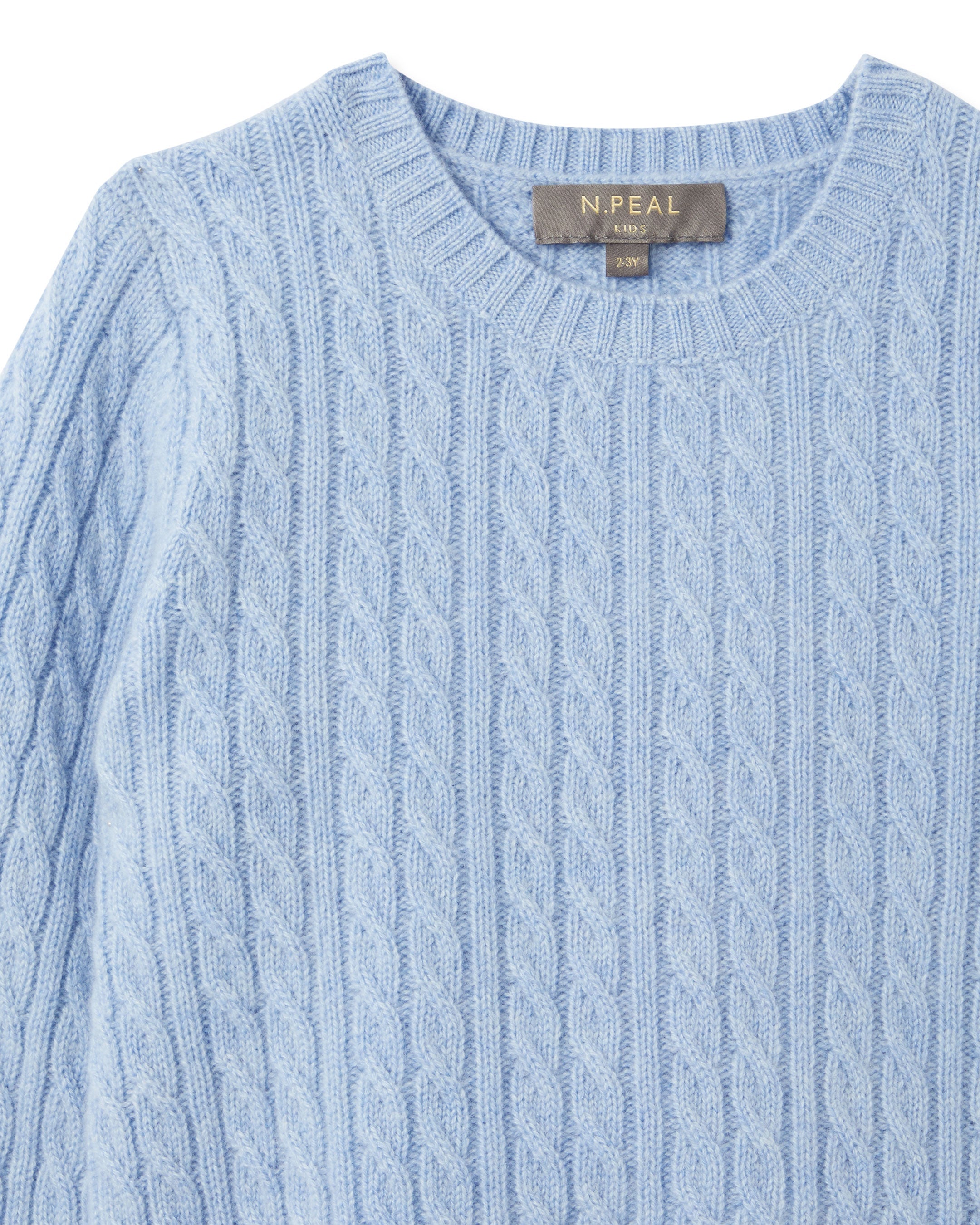 N.Peal Cable Cashmere Jumper Cornflower Blue
