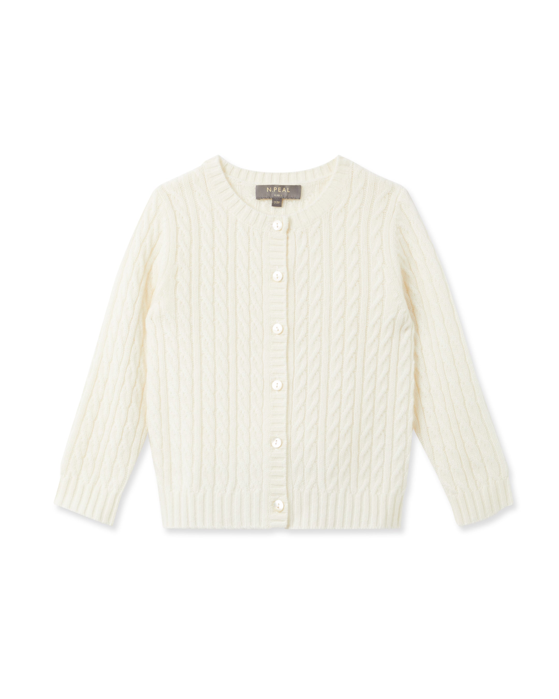 N.Peal Cashmere Cable Cardigan New Ivory White
