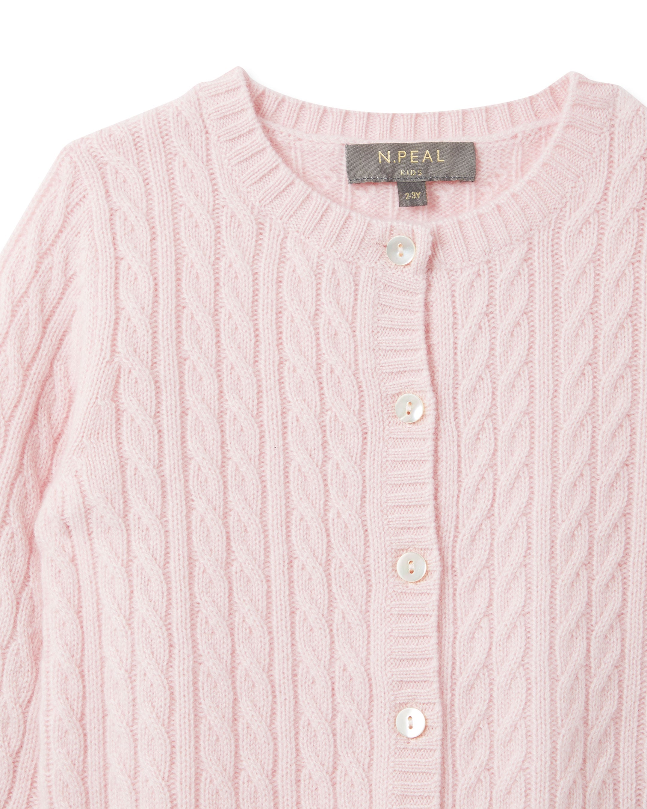 N.Peal Cashmere Cable Cardigan Pale Pink