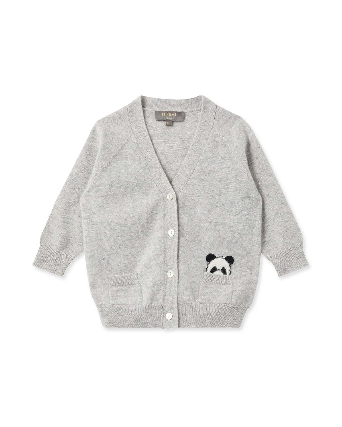 Panda Pocket Kaschmir-Cardigan Fumo Grau