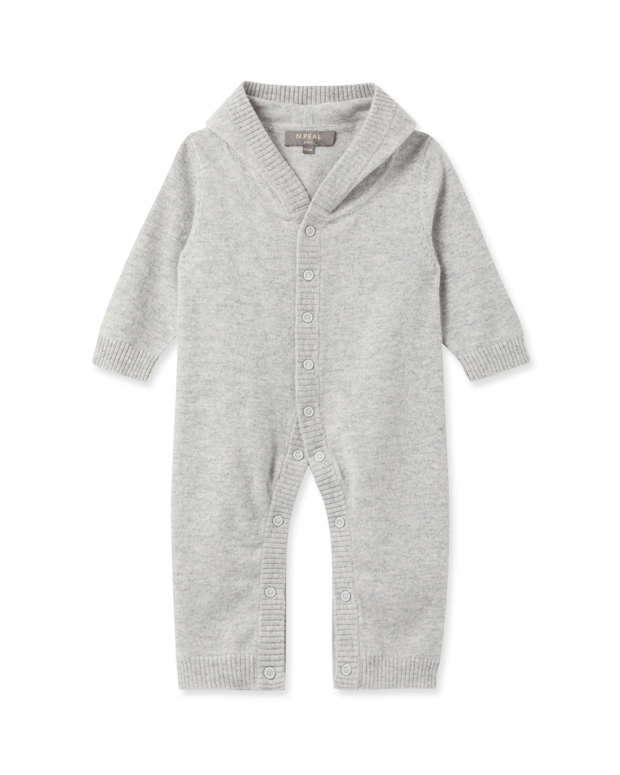 N.Peal Panda Cashmere Sleepsuit Fumo Grey