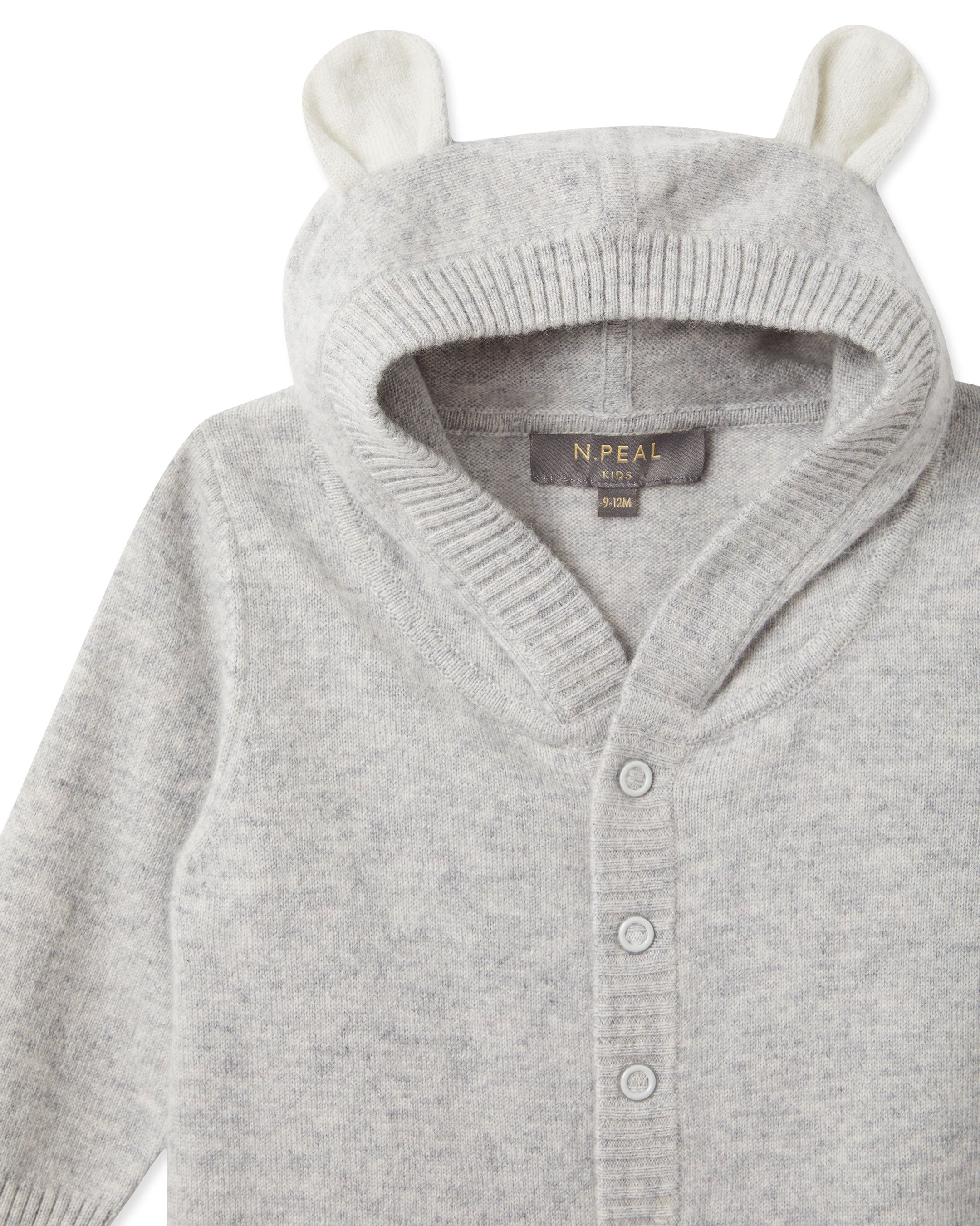 N.Peal Panda Cashmere Sleepsuit Fumo Grey