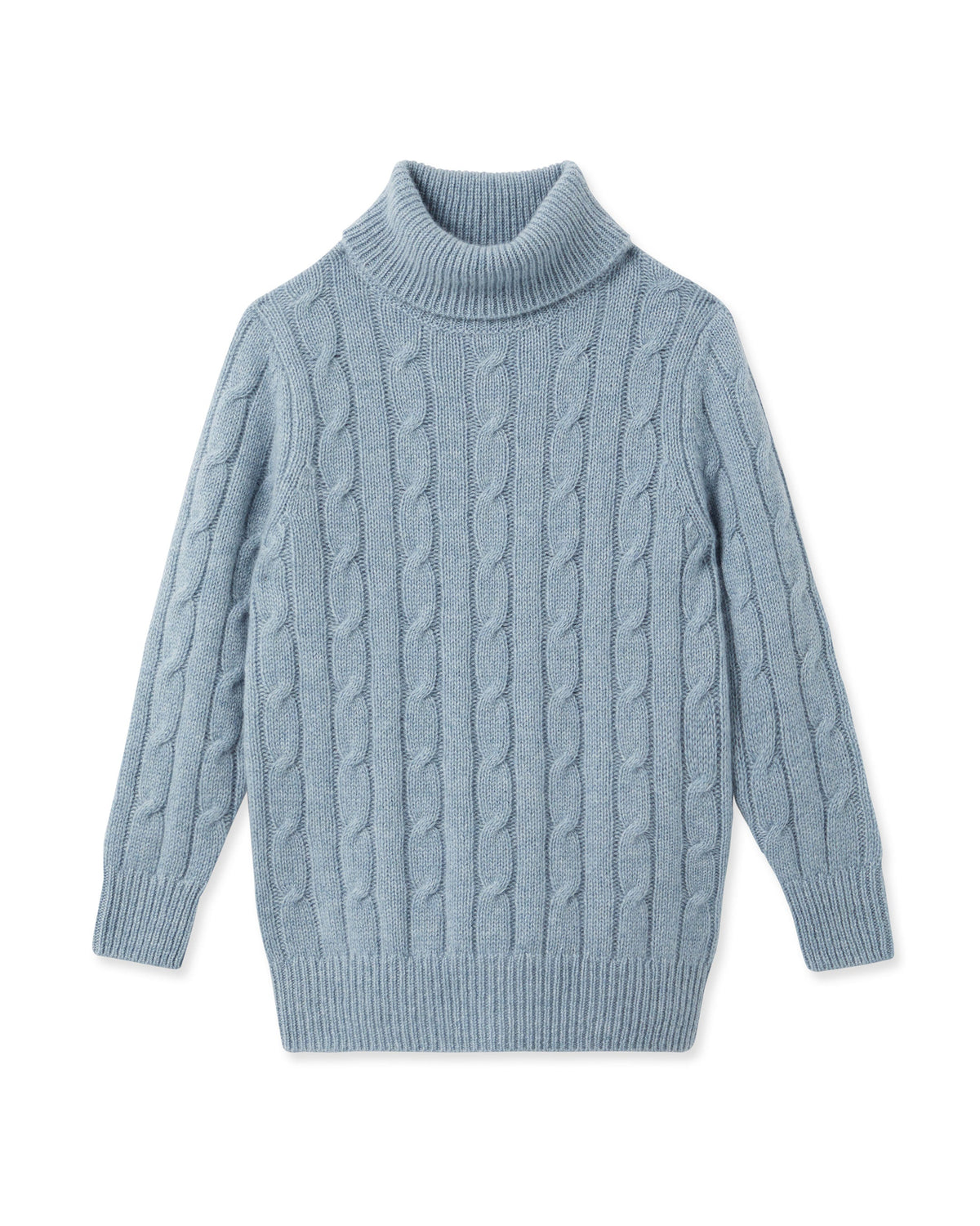 Jungen-Rollkragenpullover aus Kaschmir, meliertes Blau