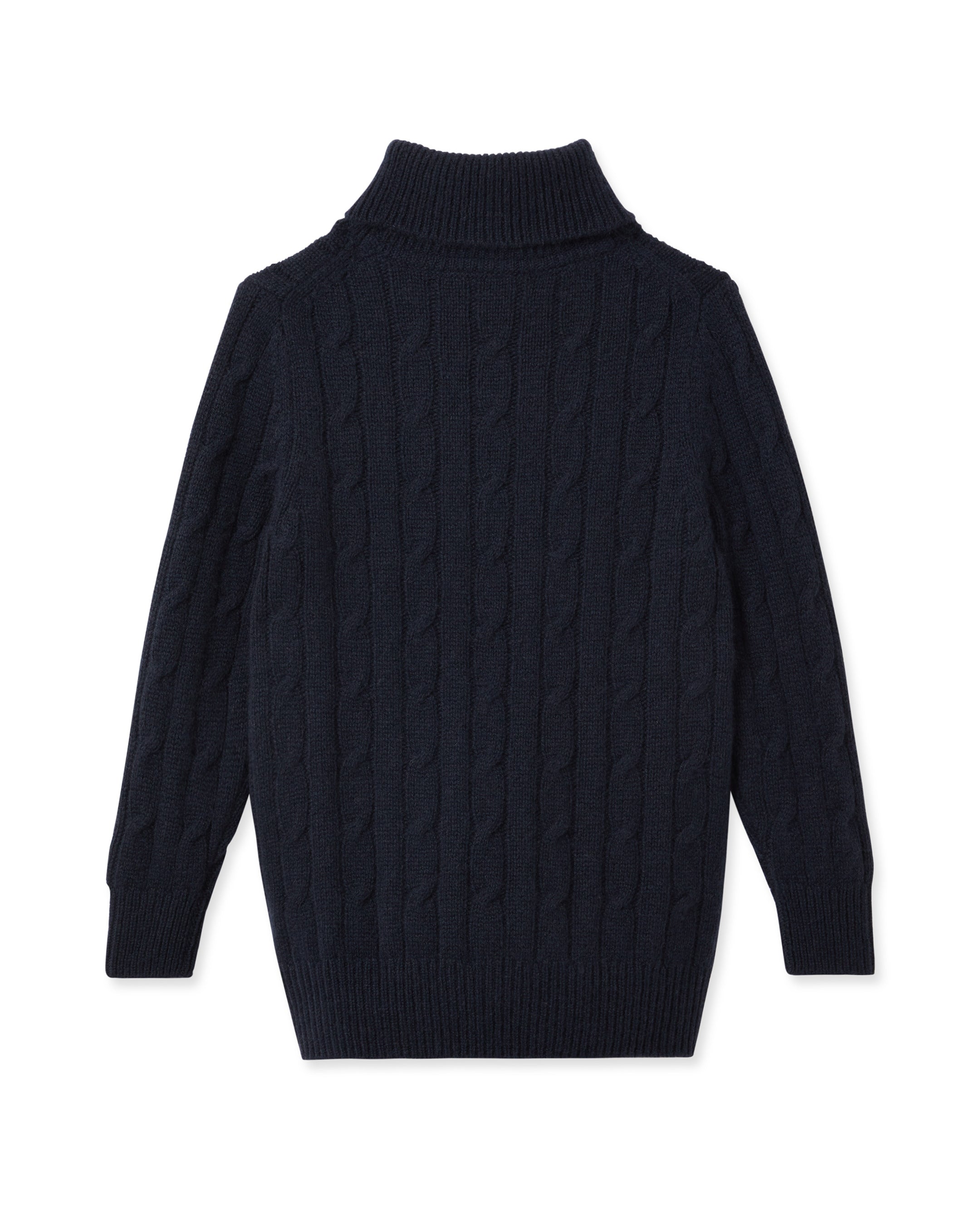 N.Peal Boys Cable Roll Neck Cashmere Jumper Navy Blue
