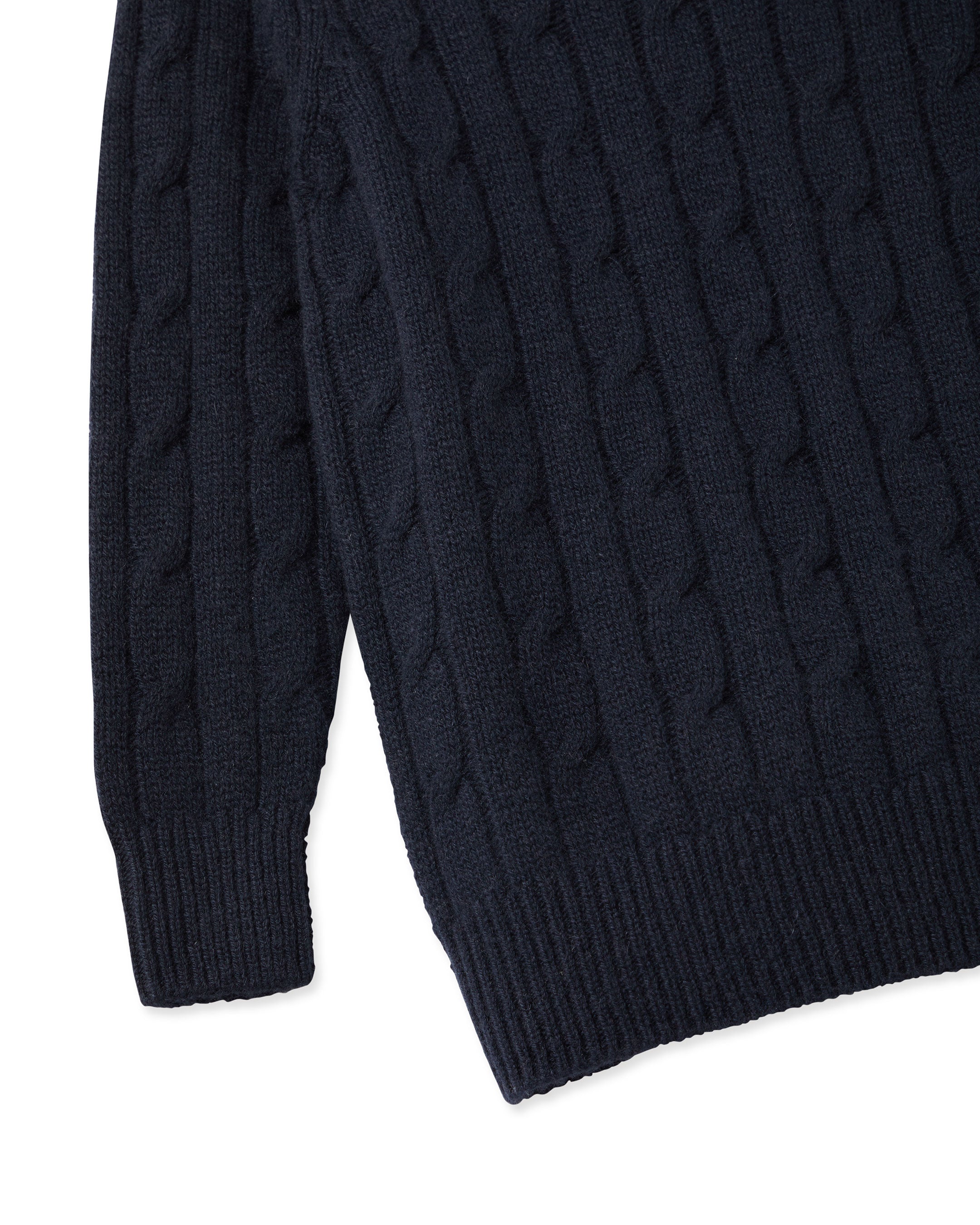 N.Peal Boys Cable Roll Neck Cashmere Jumper Navy Blue