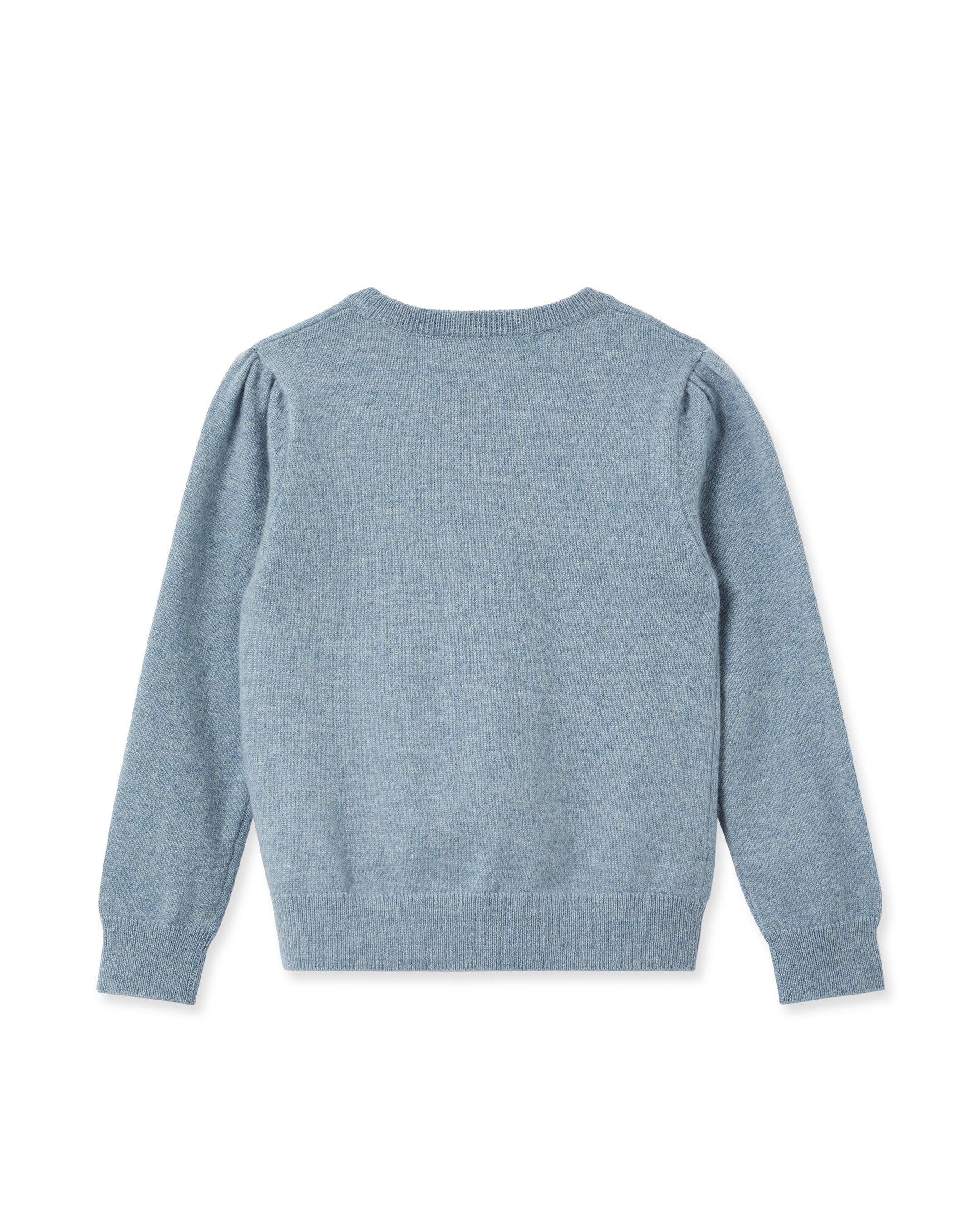 N.Peal Girls Round Neck Cashmere Jumper Heather Blue