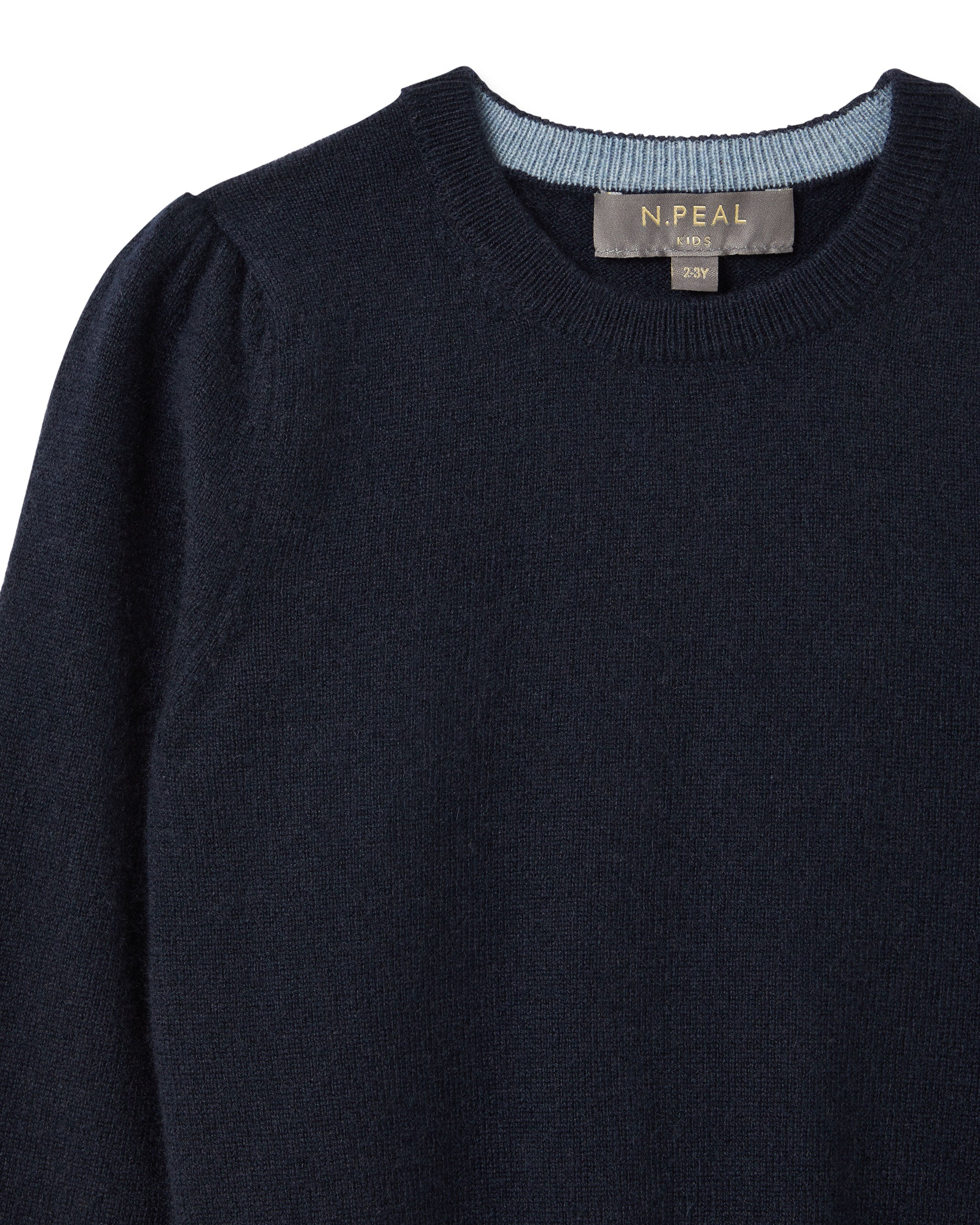 N.Peal Girls Round Neck Cashmere Jumper Navy Blue