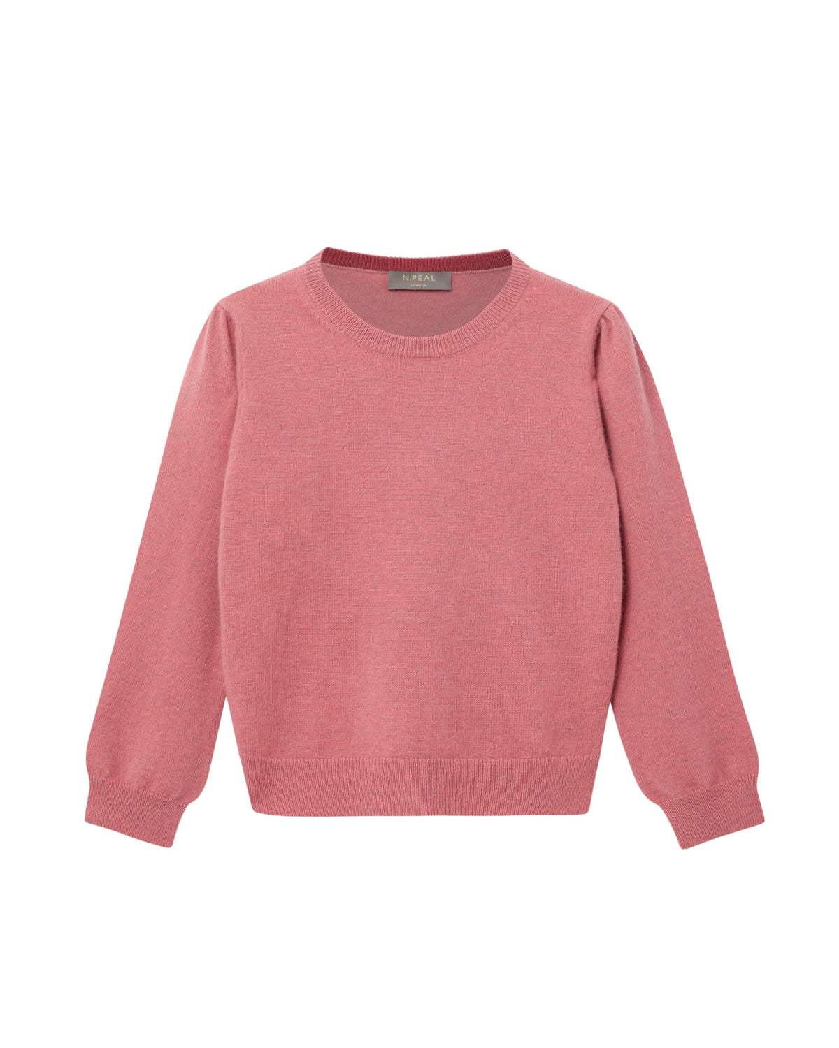 Mädchen-Kaschmirpullover mit Rundhalsausschnitt, meliertes Rosa