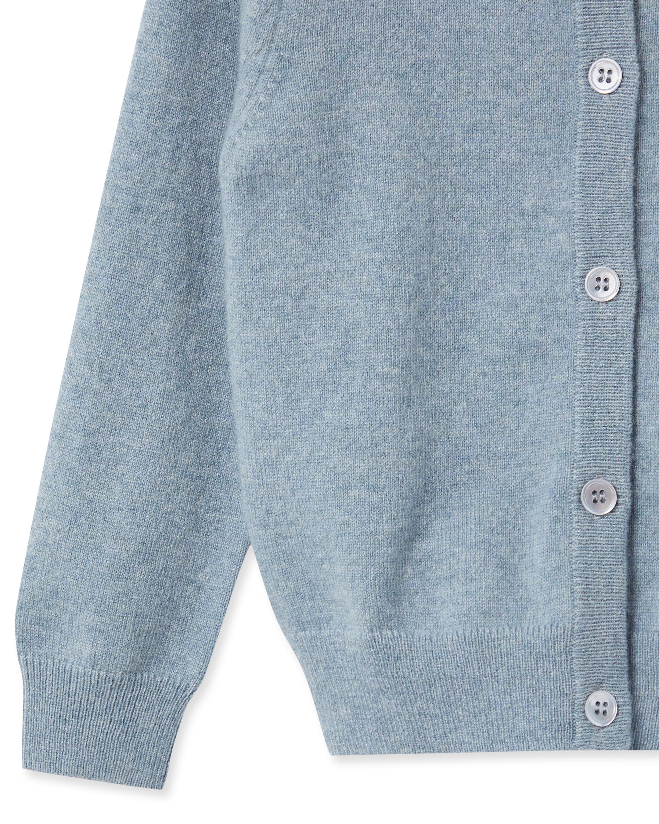 N.Peal Girls Round Neck Cashmere Cardigan Heather Blue