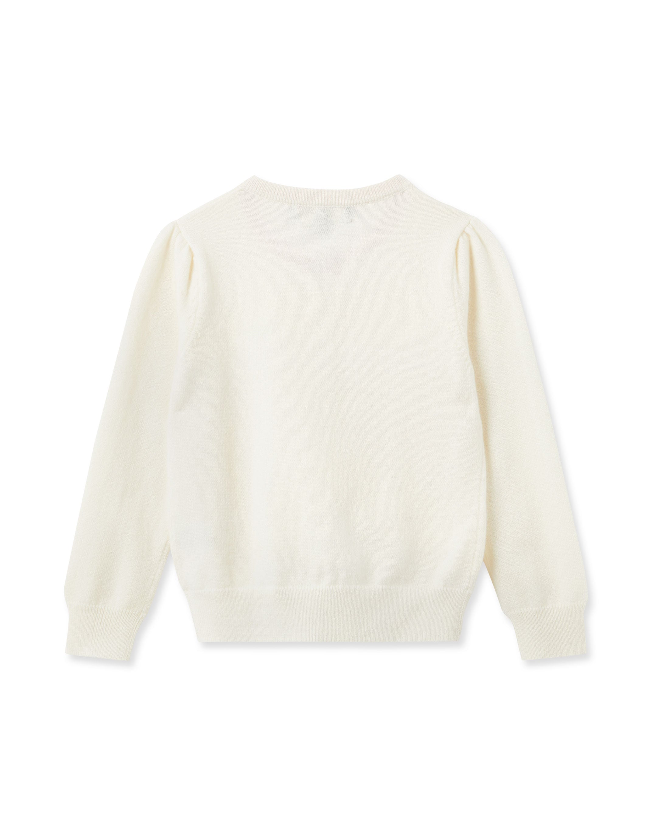 N.Peal Girls Round Neck Cashmere Cardigan New Ivory White