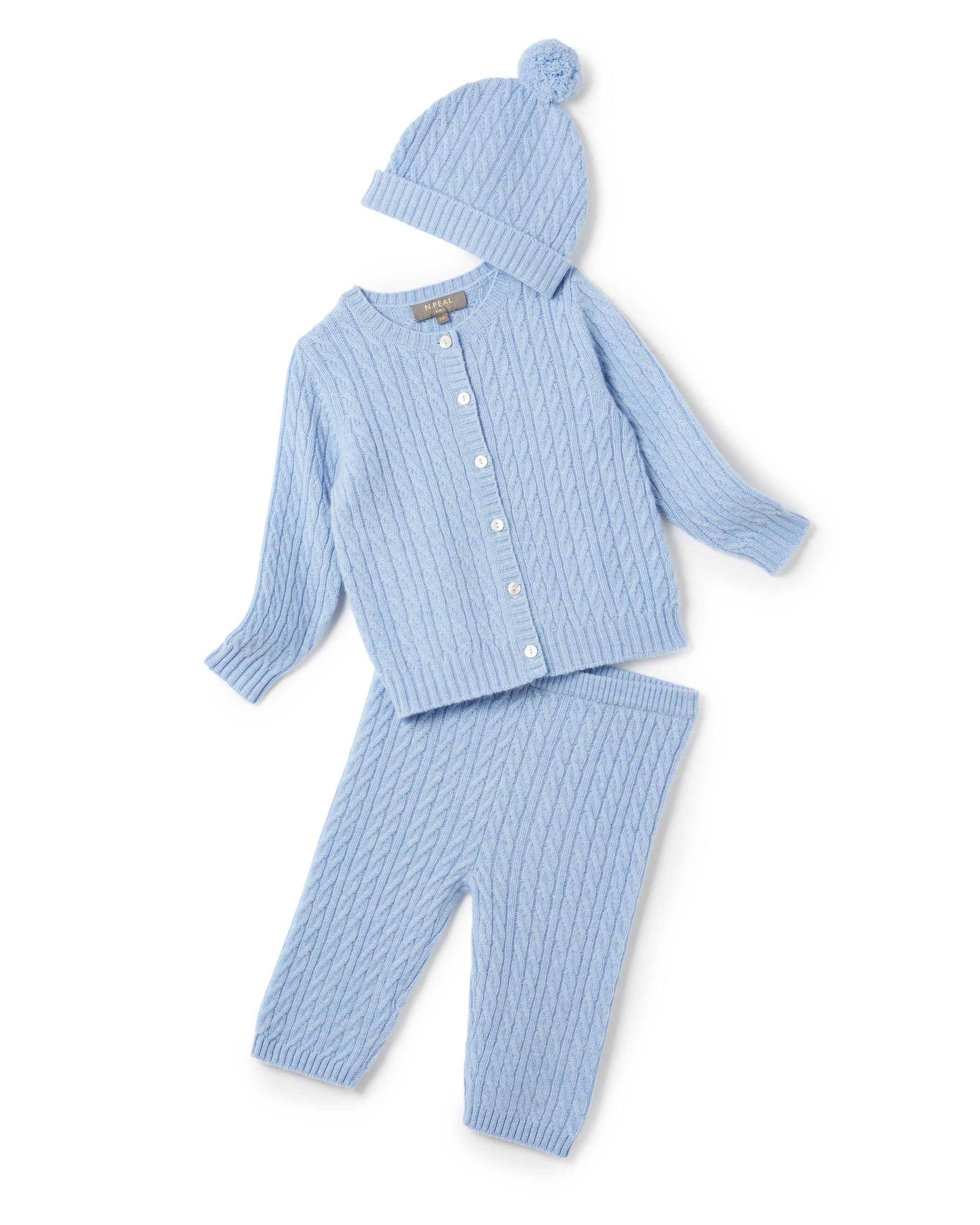 N.Peal Cashmere Cable Hat Cornflower Blue