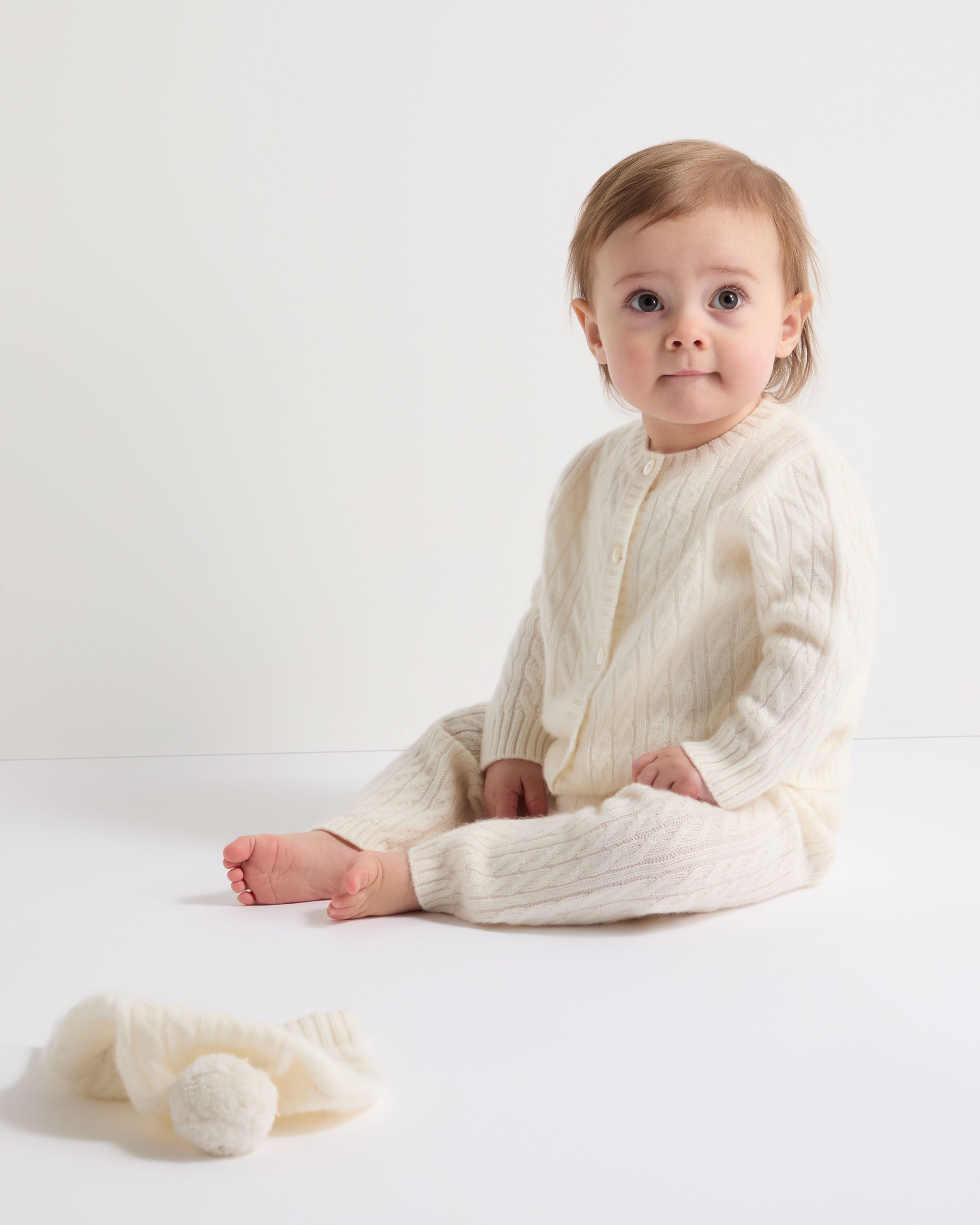 N.Peal Cashmere Cable Hat New Ivory White