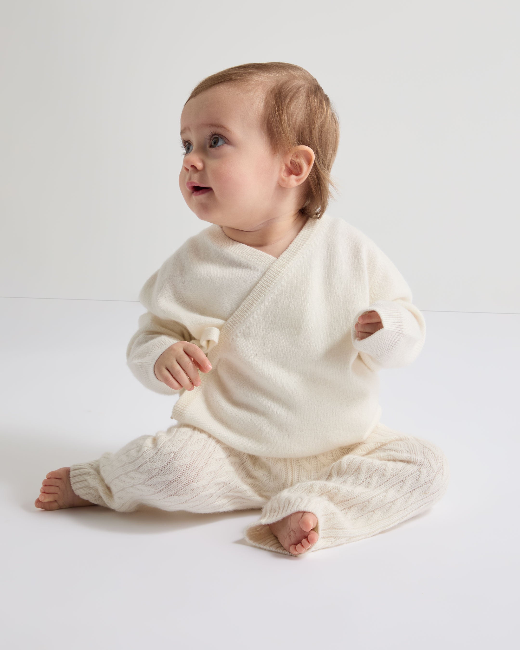 N.Peal Wrap Cashmere Cardigan New Ivory White