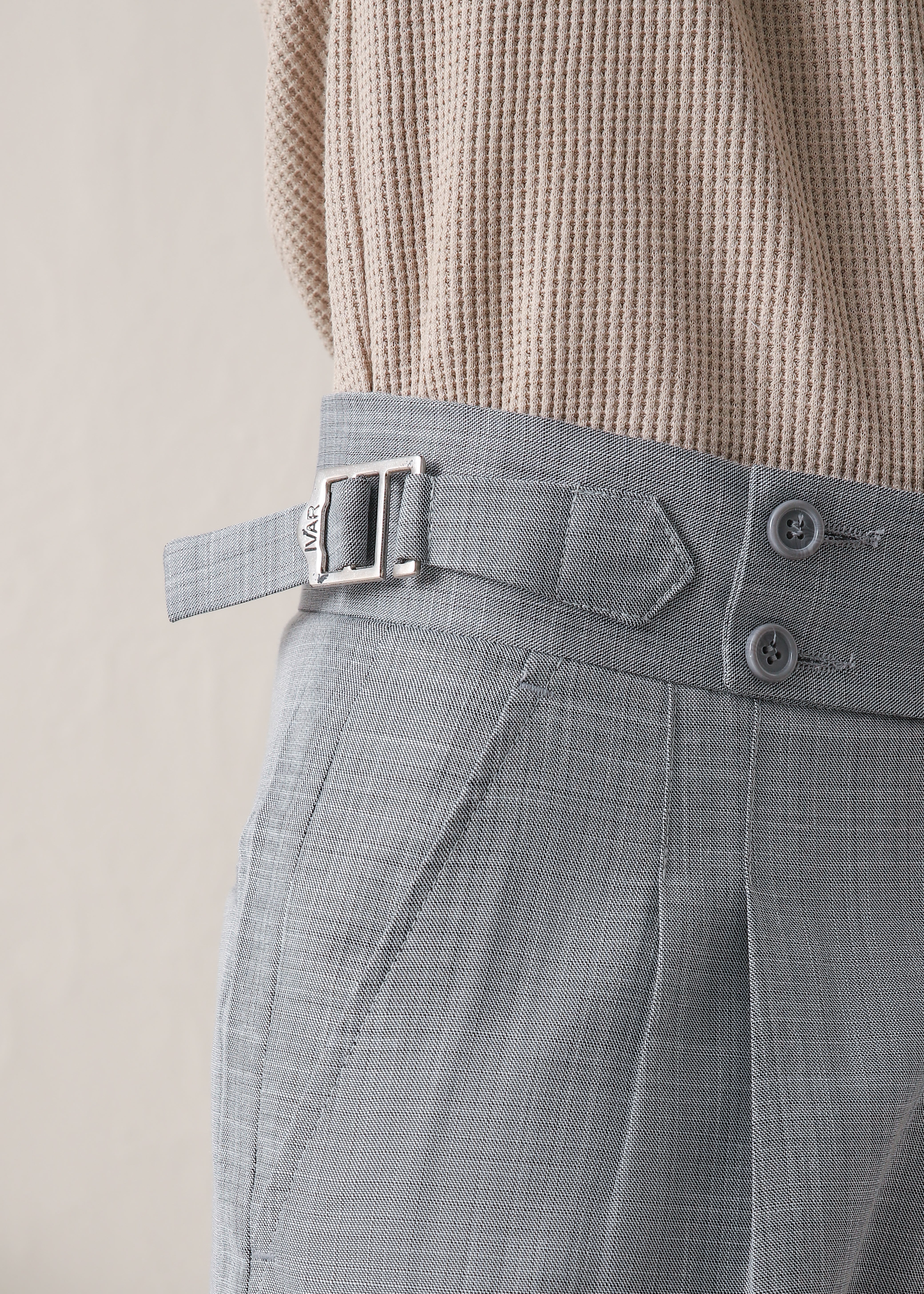 IVAR® Silver Pleated Gurkha Pants