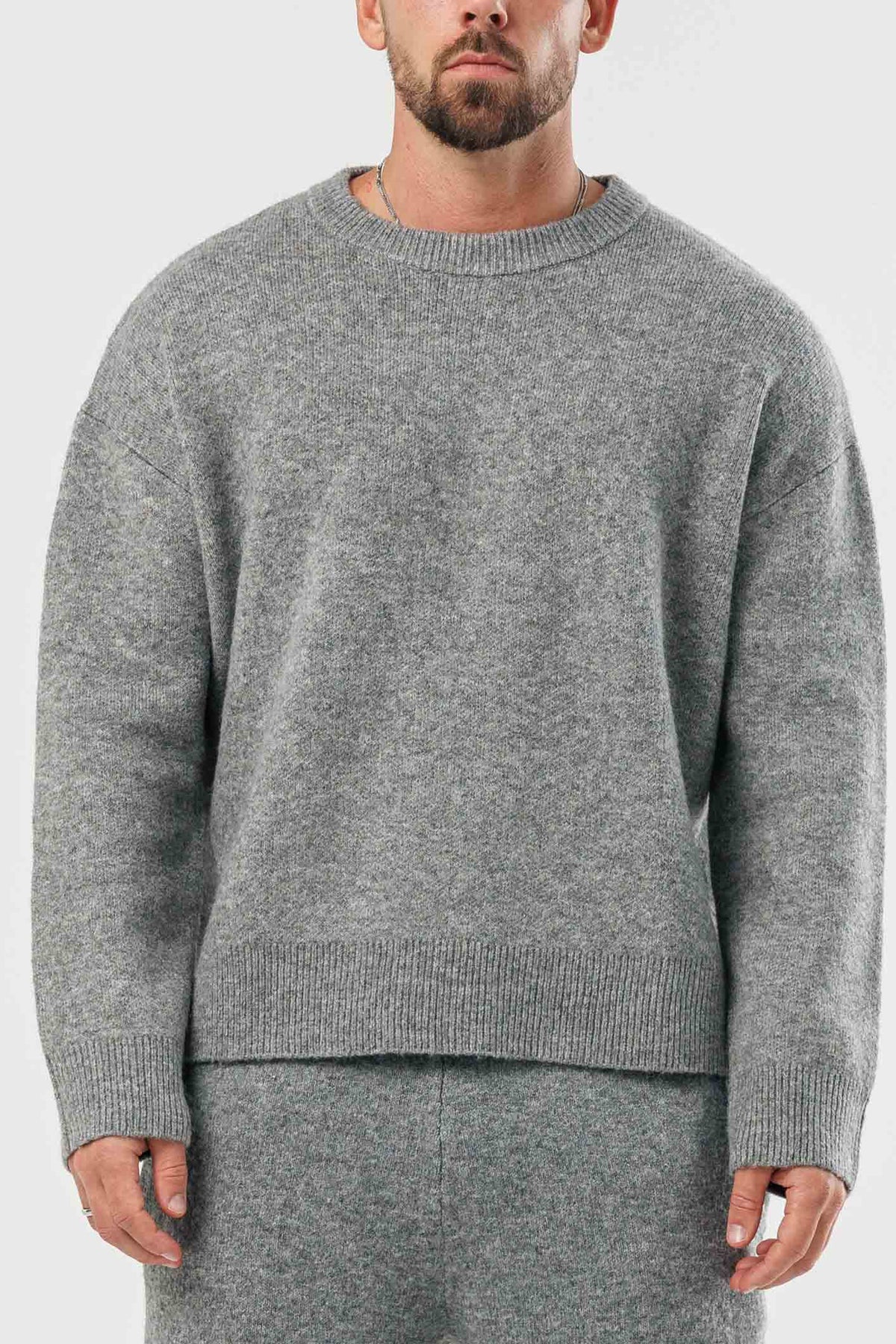 Strickpullover - Grau meliert
