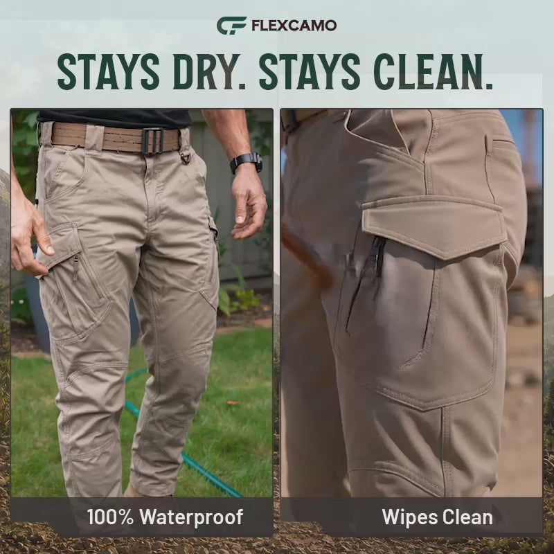 FlexCamo - Men's 9-Pocket Straight Fit Tactical Waterproof Pants