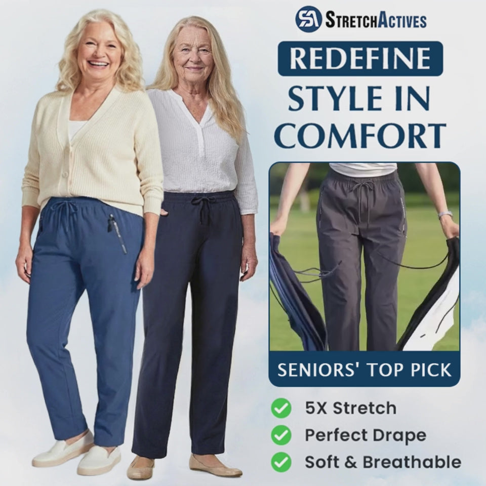 Pure&amp;Clo – Ultraweiche, bequeme High-Rise-Hose mit elastischem Bund 
