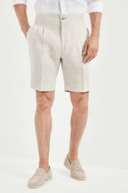 Sand linen relaxed shorts - Made in Italy