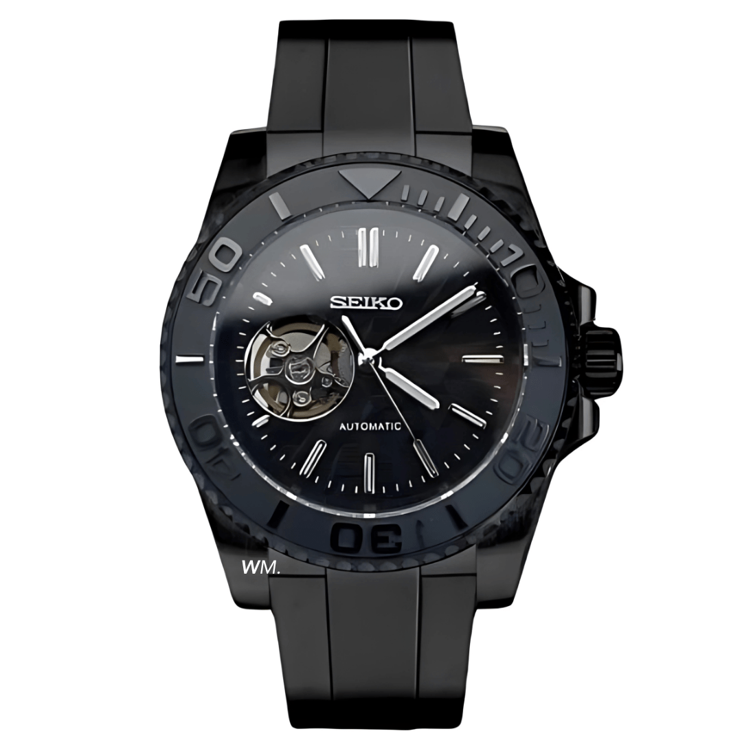 MOD MARINER UHR | SCHWARZES OFFENES HERZ | SILIKONARMBAND
